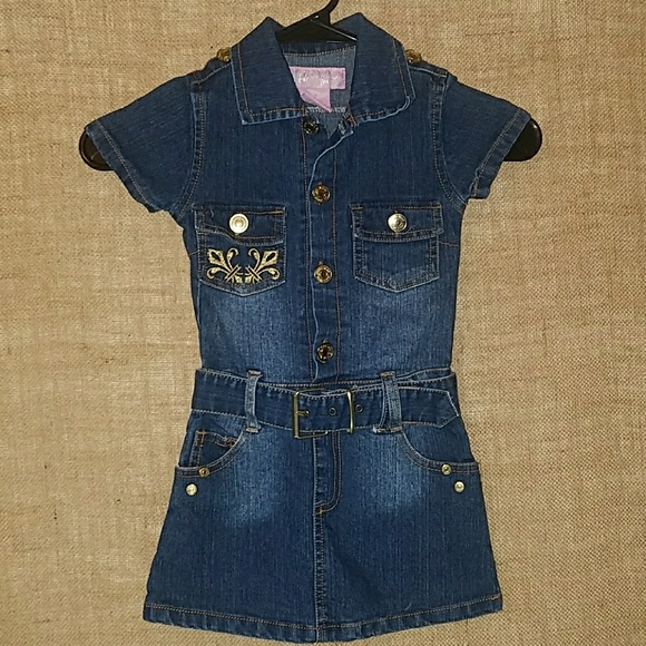 Miss Jeans Blue Jean Denim Dress Short Sleeve Button Up 12M - Picture 1 of 3